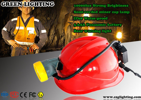 5600mAH 3.7V Mining Cap Lights Semi - Corded Type 1.3 Watt Power CE / ATEX Certified