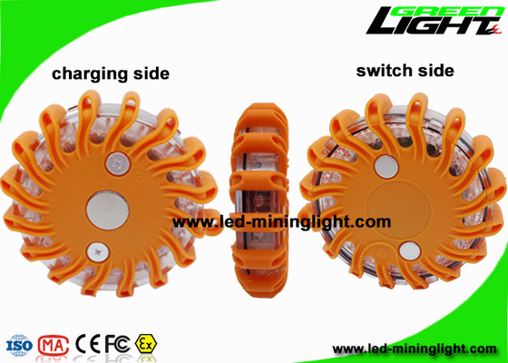 Rechargeable Amber Led Road Flares Emergency Disc , Super Bright Durable Flashing Warning Beacon