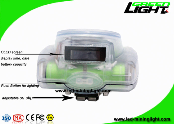 232 Lum LED Mining Cap Lamp Anti Explosion With OLED Screen USB Charger