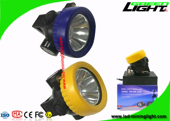 Yellow / Blue Bezel LED Mining Cap Lamp 4000 Lux With Over - Discharging Protection