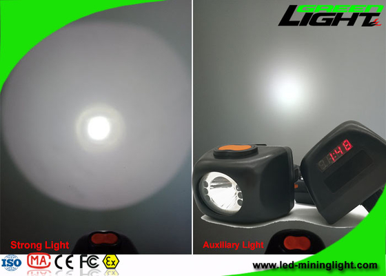 Black Color Cordless Mining Lights , Miners Cap Lamp With High Beam LCD Screen