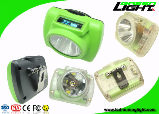 15000 Lux Mining Cap Lights PC ABS Material OLED Screen With Transparent Body