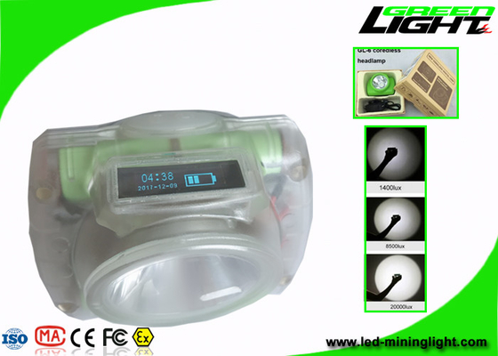 USB Charging Miners Helmet Light IP68 13000lux PC Material With OLED Screen