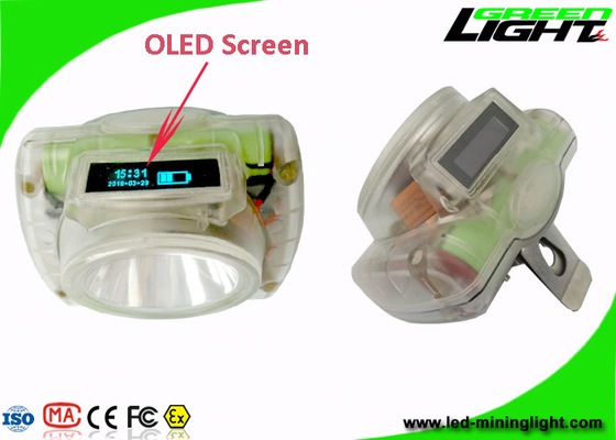 OLED Screen Cordless Cap Lamp , 13000Lux Led Mining Headlamp 6.2Ah Battery IP 68