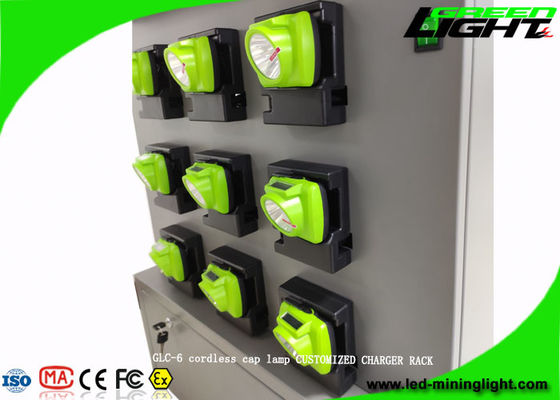 GLC-6 Cordless Cap Lamp Mining Hard Hat Lights Charging Rack With 18 Units Double Side