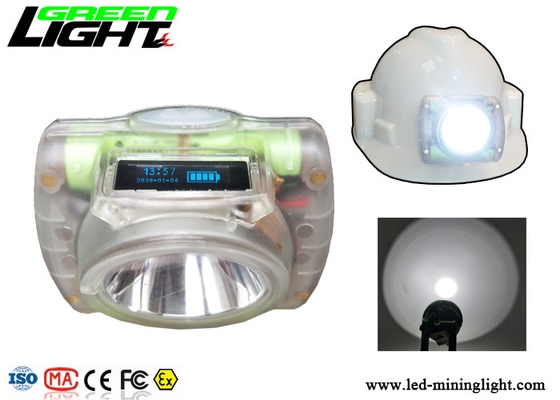 OLED Screen Waterproof Led Headlamp , Hard Hat Light Rechargeable Transparent Cordless
