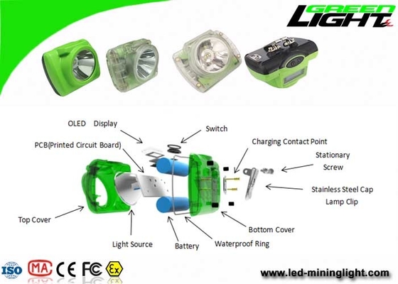 Portable Lightweight LED Coal Miners Lamp 6.8Ah Rechargeable Battery With OLED Screen