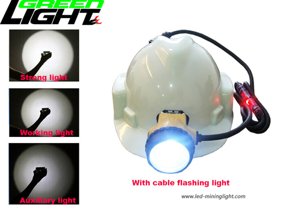 IP68 LED Miners Cap Lamp 25000lux 10.4Ah SAMSUNG Battery Pack 800mA 4 Light Modes
