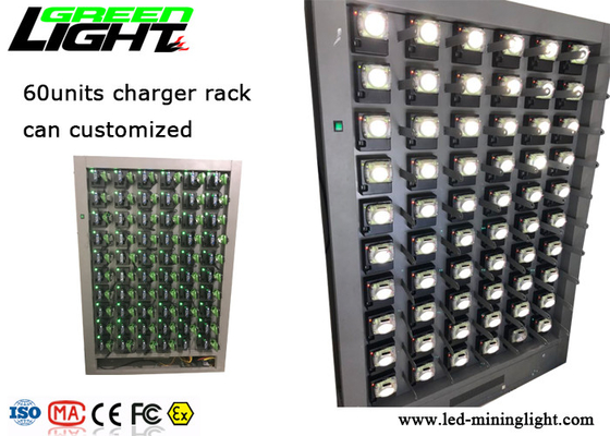 60 Unit Single Sided Underground Mining Cap Lamps Safety Fast Charging Rack