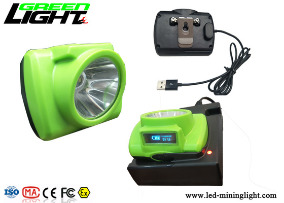 ABS / PC LED Miners Cap Lamp 13000lux Support USB Fast Charge With OLED Screen