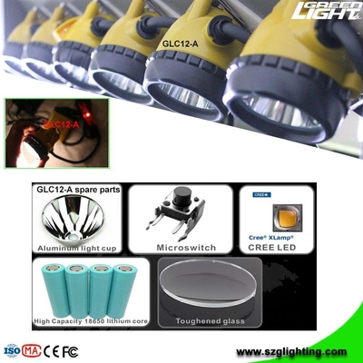 Aluminum Miners Cap Rechargeable LED Headlamp IP68 10.4Ah SAMSUNG Battery High Safety