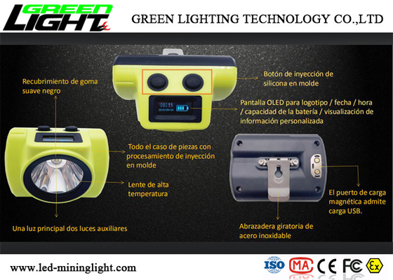 OLED Screen Cordless Miners Cap Lamp 18650 6800mA Battery Capacit Support USB Charging