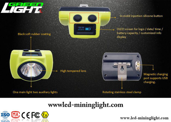 18000lux Brightness LED Miners Cap Lamp One Main Light Two Auxiliary Lights