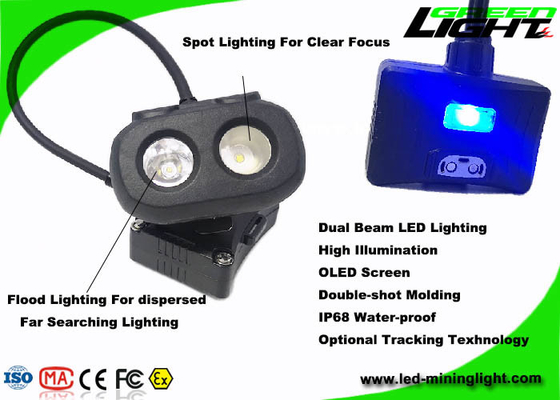 334lum OLED Screen LED Miners Cap Lamp Dual Beam USB Charging 10.4Ah