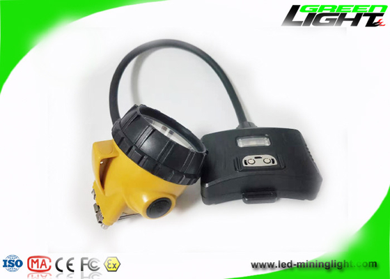 IP 68 Waterproof Corded Mining Cap Lamp 221lum 15000Lux 6.8Ah Panasonic Battery Miner Headlight with Rear Warning Light