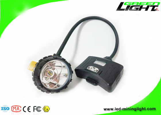 IP 68 Waterproof Corded Mining Cap Lamp 221lum 15000Lux 6.8Ah Panasonic Battery Miner Headlight with Rear Warning Light