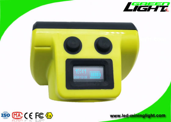 6.8Ah Miners Cordless Cap Lamp 18000lux IP68 Waterproof With OLED Screen Bayer Flame Retardant Material