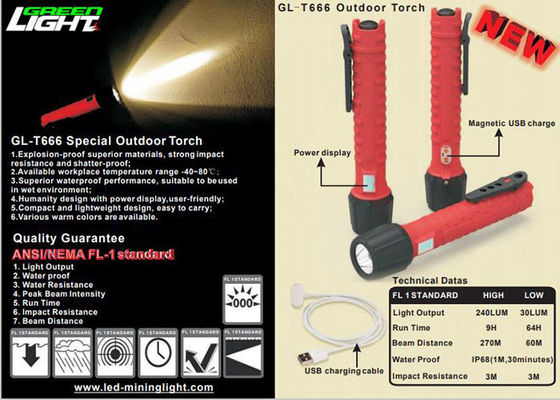 1300Lum LED Flashlight Torch USB Rechargeable Digital Screen IP68 Anti Explosive Led Torch for Outdoor