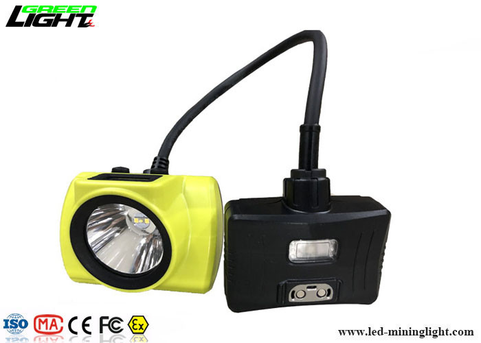 Semi Corded LED Mining Cap Lamp 18000lux 3.7V Lightweight With Warning Light