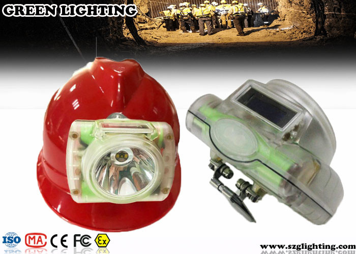 OLED Screen Cordless Led Mining Cap Lamp , IP68 1W 6000 Lux Mining Hard Hat Lights