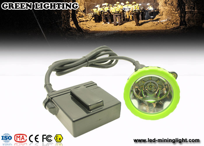 Green IP67 1500ma Cordless Mining Lights , 650lum Mining Cap Lights Rechargeable