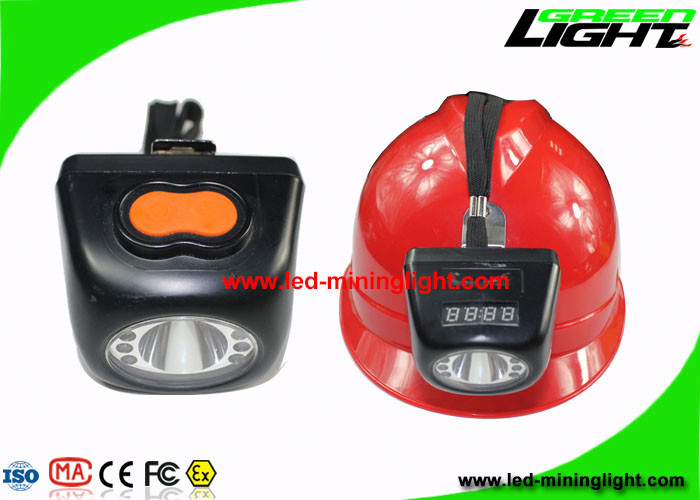 Black Color Cordless Mining Lights , Miners Cap Lamp With High Beam LCD Screen