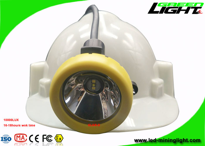 IP68 Mining Cap Lights Corded 10000Lux Brightness With Cable USB Charging Support