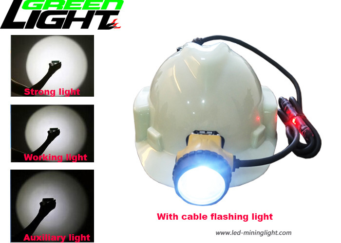 IP68 LED Miners Cap Lamp 25000lux 10.4Ah SAMSUNG Battery Pack 800mA 4 Light Modes