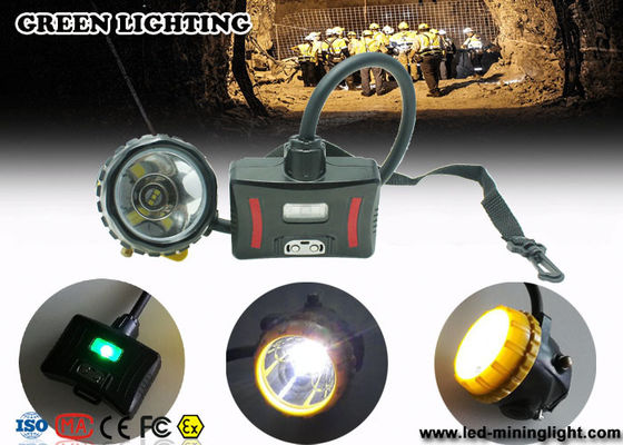 LED Two Charging Way IP68 Miners Cap Lamp with Warning Light , 28000lux Superbright